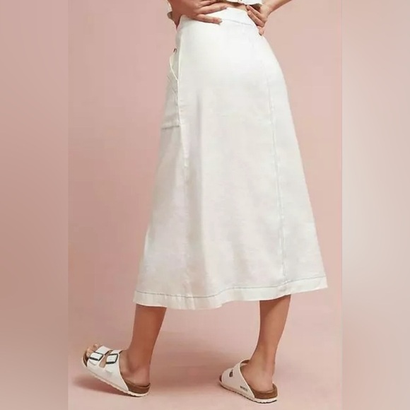 🆕 Akemi + Kin RIVERINE Linen Blend Midi Skirt sz 8 Anthropologie - Picture 6 of 7